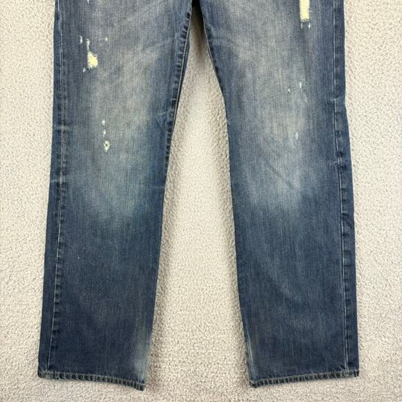 Aeropostale Jeans Mens 34x33 Blue Distressed Benton Original Bootcut (Tag 32x34) - Picture 4 of 11